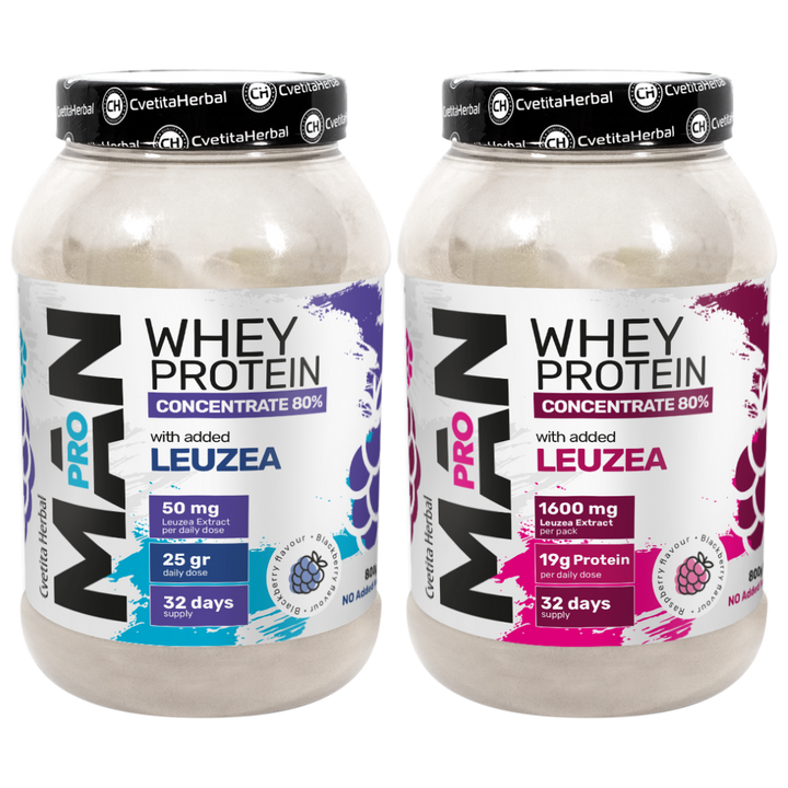 Proteină din Zer cu Leuzea și Enzime de Papaya - MAN PRO WHEY CONCENTRATE (800 gr)