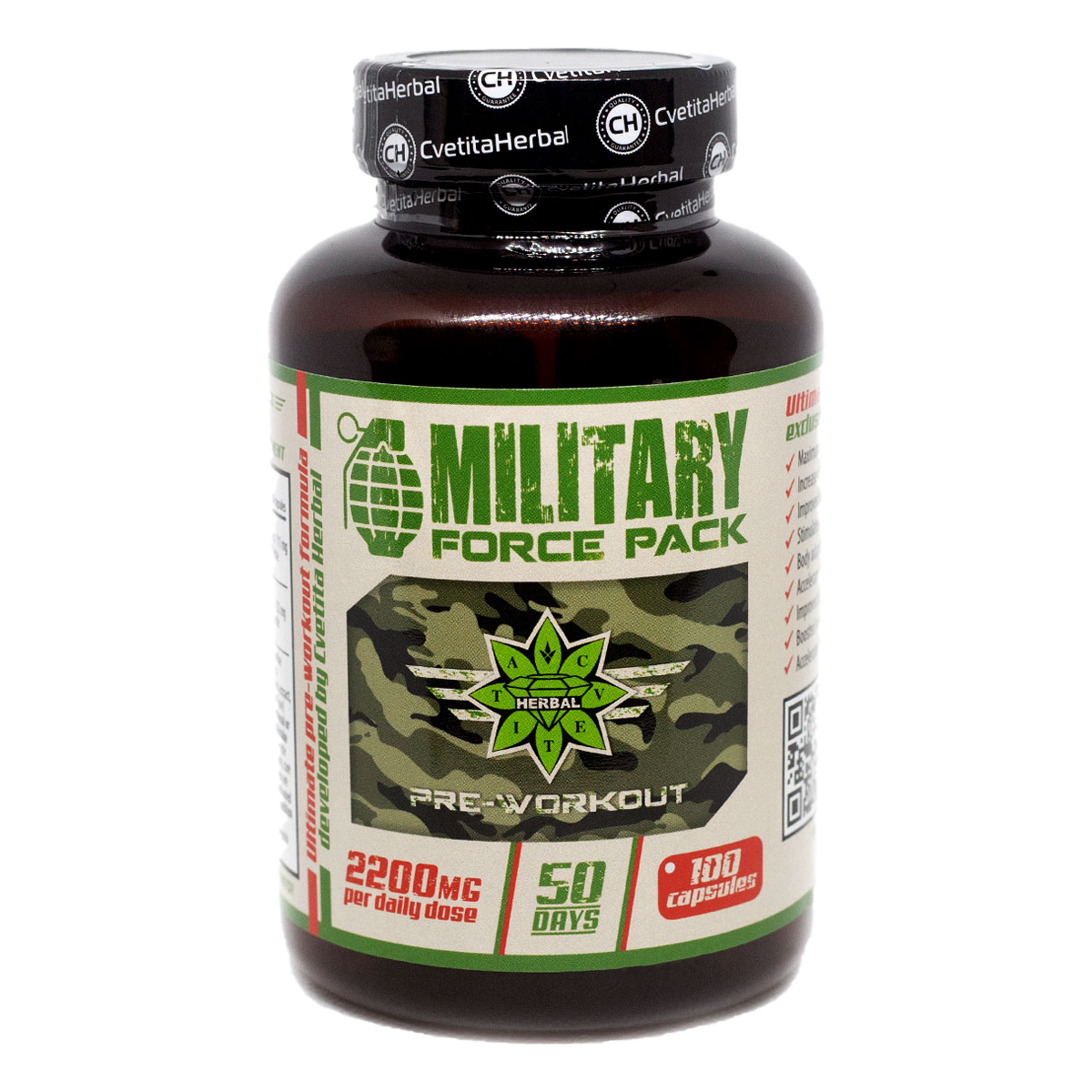 Plante și Aminoacizi - Military Force Pack (100 caps x 1100 mg)