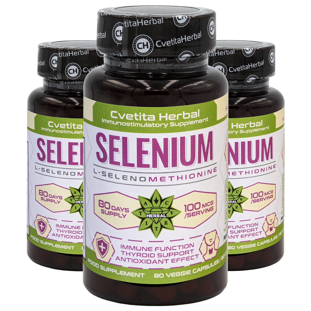 Seleniu (Se) - Vegetarian (80 capsule x 100 mcg) (3)