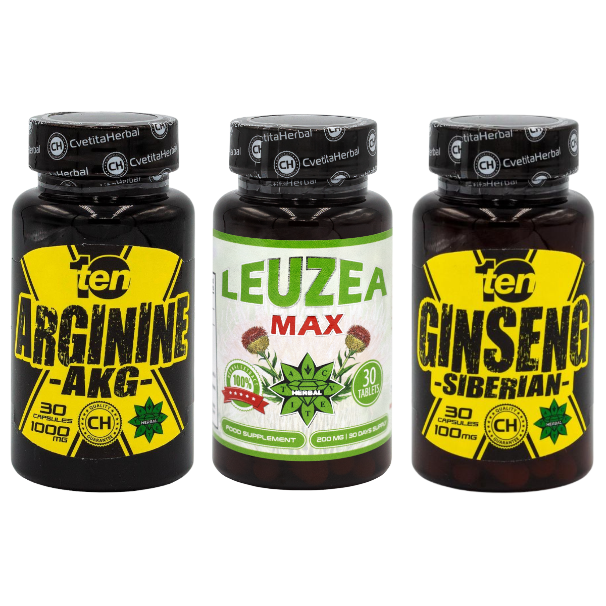 PACHET COMBO: Leuzea 30 comprimate + TEN Arginine 40 comprimate + Ten Siberian Ginseng 30 comprimate