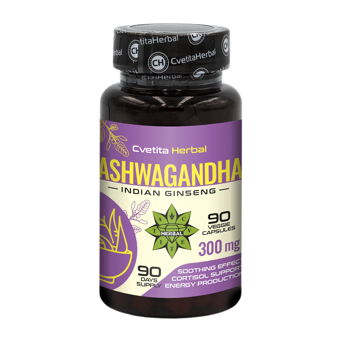 Extract de Ashwagandha - Pe Bază de Plante (90 capsule x 300 mg)