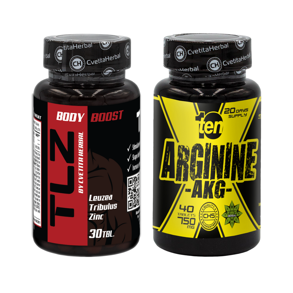 PACHET COMBO: TLZ (Tribulus, Leuzea, Zinc) + TEN Arginine 40 comprimate