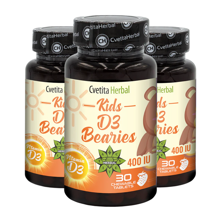 Vitamina D3 pentru Copii - Kids D3 Bearies (30 tablete x 600 IU)