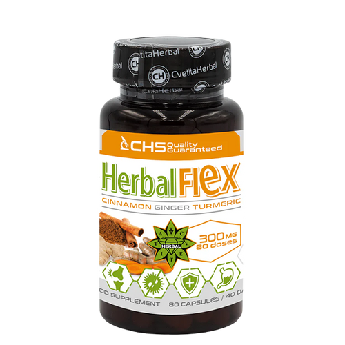 Curcuma, Ghimbir, Scorțișoară Ceylon - Herbal Flex (80 capsule x 300mg) - Herbal Flex