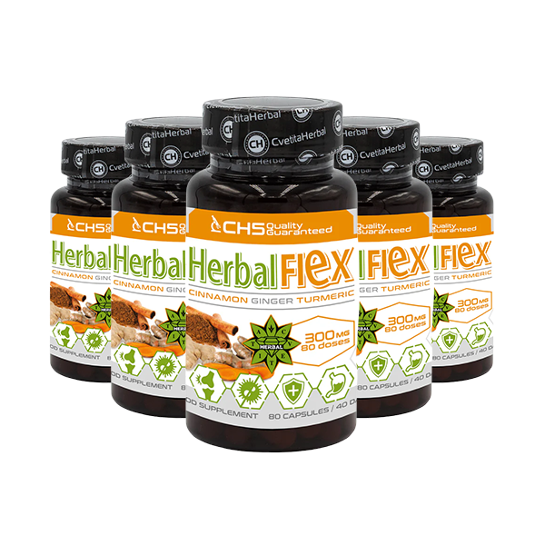 Curcuma, Ghimbir, Scorțișoară Ceylon - Herbal Flex (80 capsule x 300mg) - Herbal Flex
