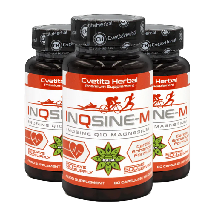 Inozină, Coenzima Q10, Magneziu - Vegetarian (80 capsule x 500 mg)