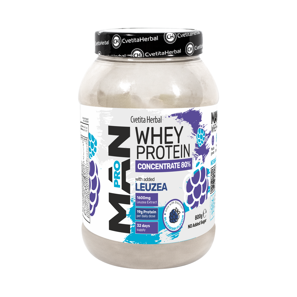 Proteină din Zer cu Leuzea și Enzime de Papaya - MAN PRO WHEY CONCENTRATE (800 gr)