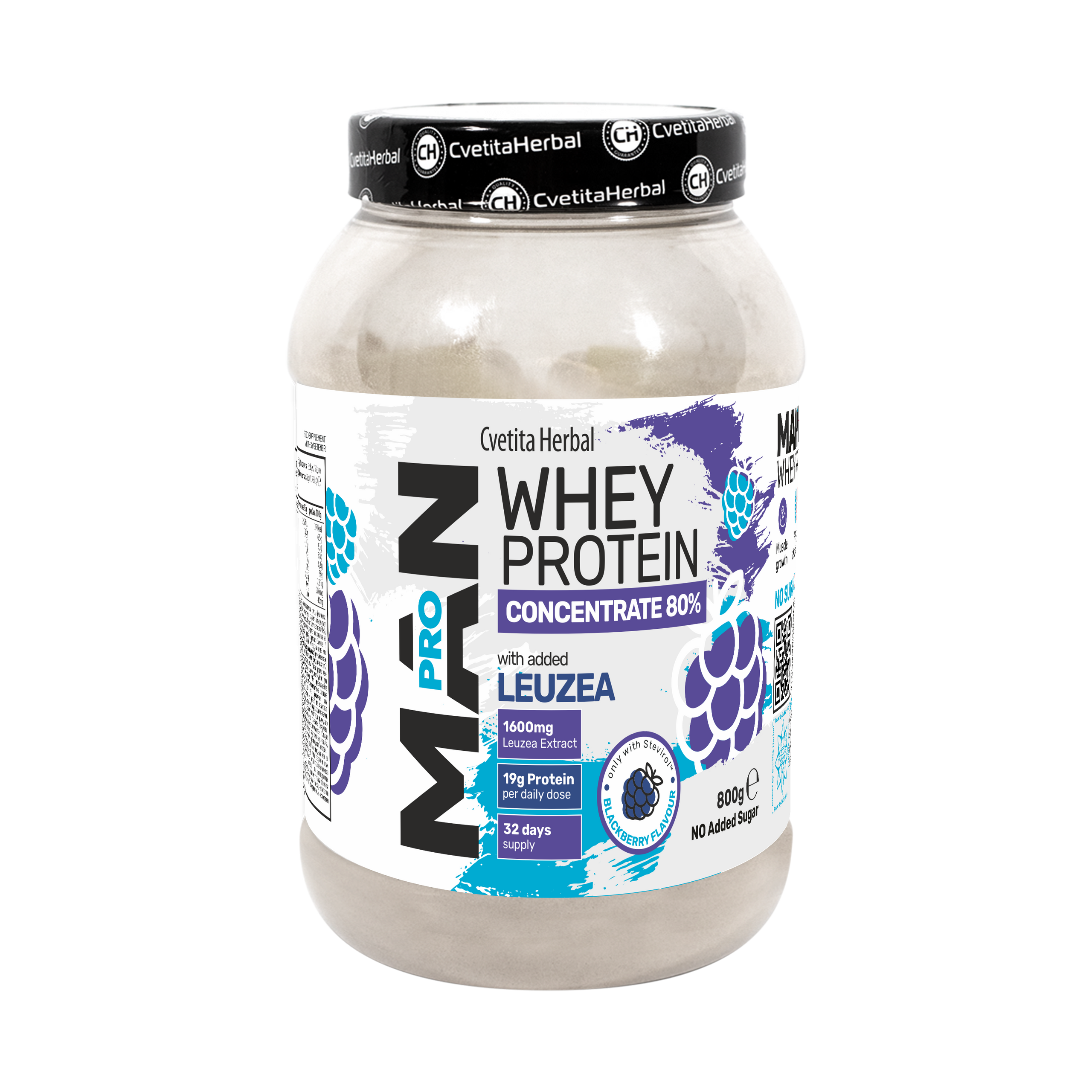 Proteină din Zer cu Leuzea și Enzime de Papaya - MAN PRO WHEY CONCENTRATE (800 gr)