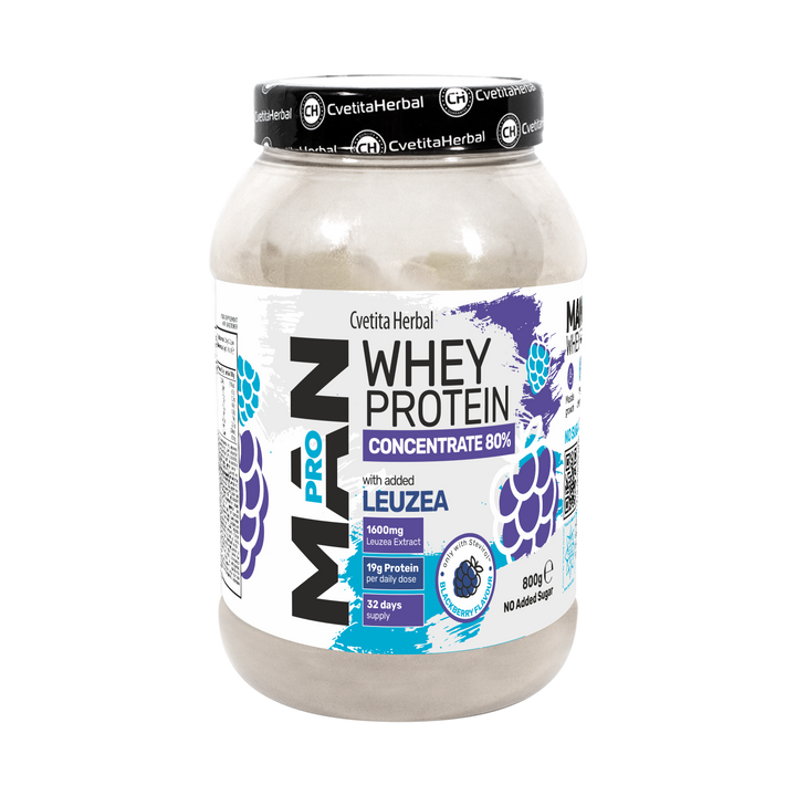 Proteină din Zer cu Leuzea și Enzime de Papaya - MAN PRO WHEY CONCENTRATE (800 gr)