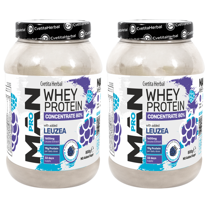 Proteină din Zer cu Leuzea și Enzime de Papaya - MAN PRO WHEY CONCENTRATE (800 gr)