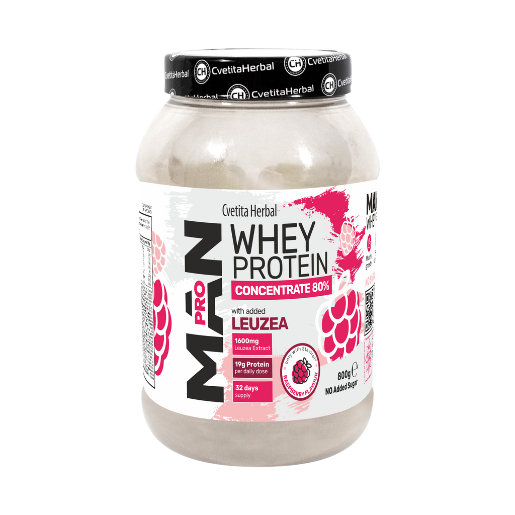 Proteină din Zer cu Leuzea și Enzime de Papaya - MAN PRO WHEY CONCENTRATE (800 gr)