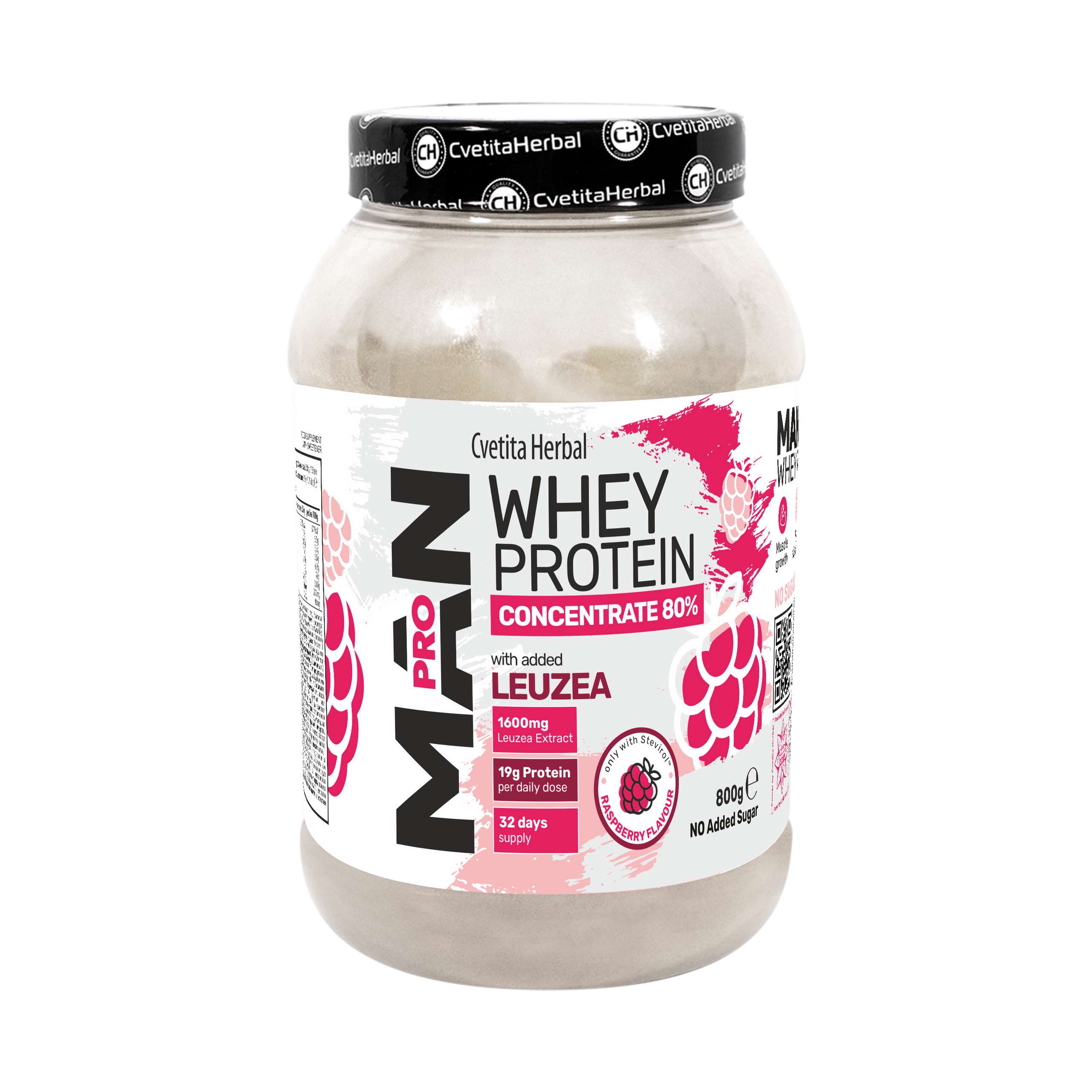 Proteină din Zer cu Leuzea și Enzime de Papaya - MAN PRO WHEY CONCENTRATE (800 gr)