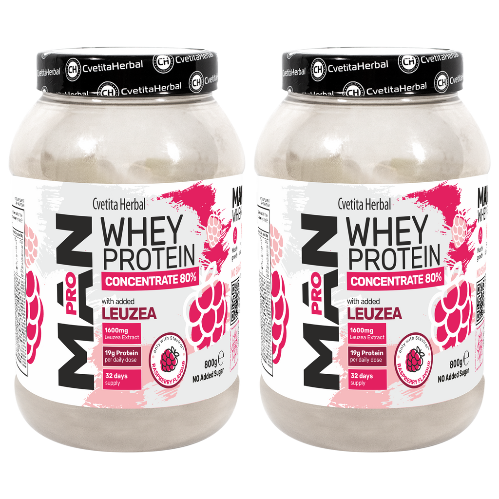 Proteină din Zer cu Leuzea și Enzime de Papaya - MAN PRO WHEY CONCENTRATE (800 gr)