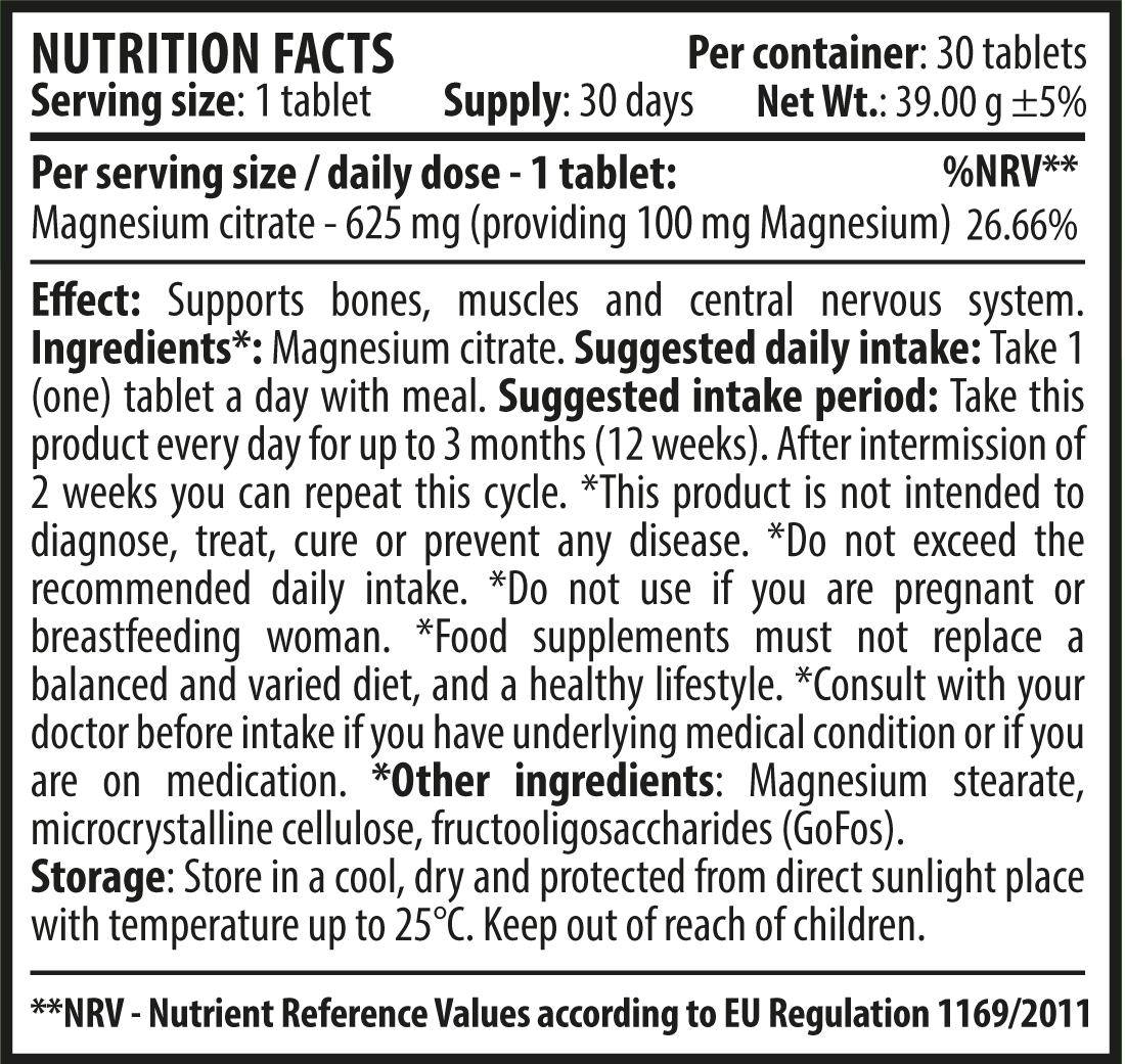 Magnesium Citrate 30 comprimate