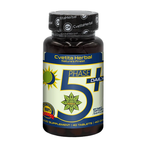 Mentă, Păducel, Valeriană, Mușețel, Roinița, B1, B6, B12 - Phase 5+ Daily (40 tablete x 515mg) (2)