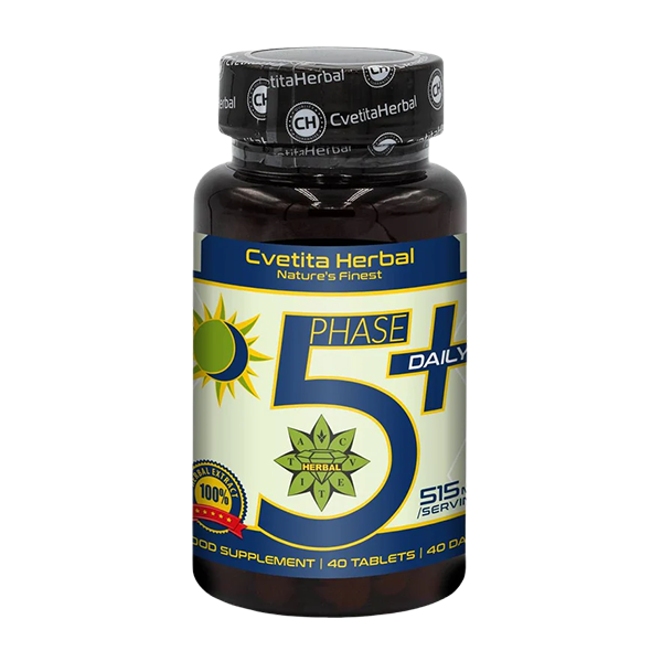 Mentă, Păducel, Valeriană, Mușețel, Roinița, B1, B6, B12 - Phase 5+ Daily (40 tablete x 515mg)