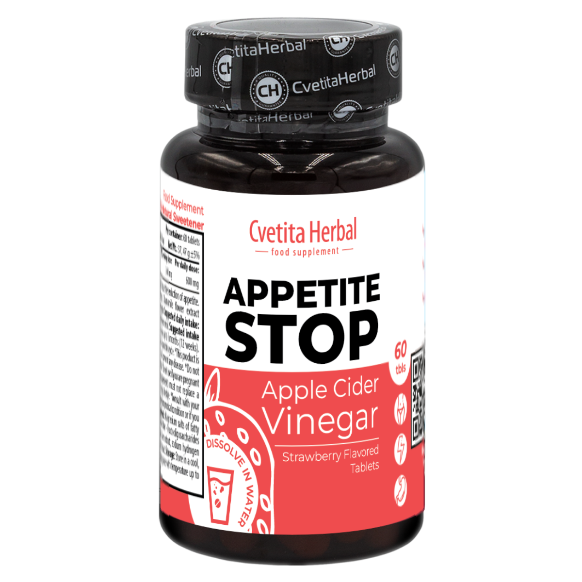 Oțet de Mere "Căpșuni" - Appetite Stop (60 tablete)