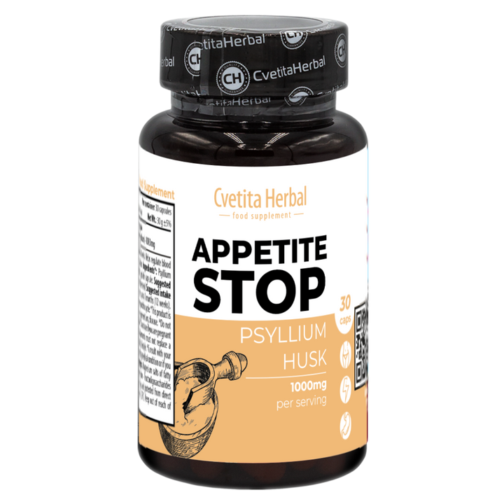 Oțet de Mere "Pătlagină Albă (Psyllium)" - Appetite Stop (30 capsule x 1000 mg)