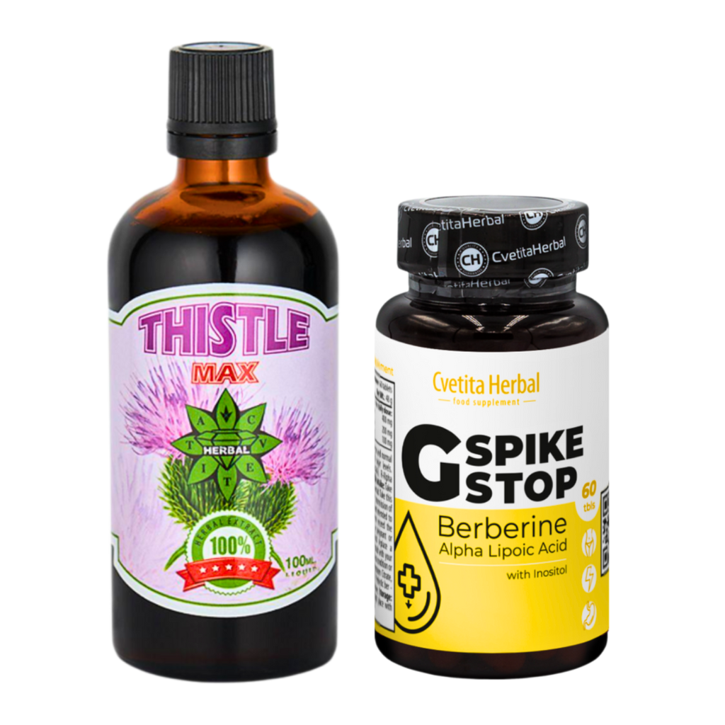 ЗДРАВЕ ЗА ЧЕРНИЯ ДРОБ: G SPIKE STOP 60 табс. + THISTLE MAX 100мл.