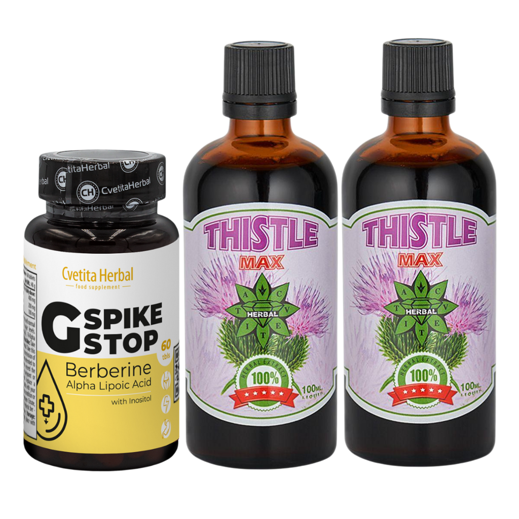 ЗДРАВЕ ЗА ЧЕРНИЯ ДРОБ: G SPIKE STOP 60 табс. + THISTLE MAX 100мл.