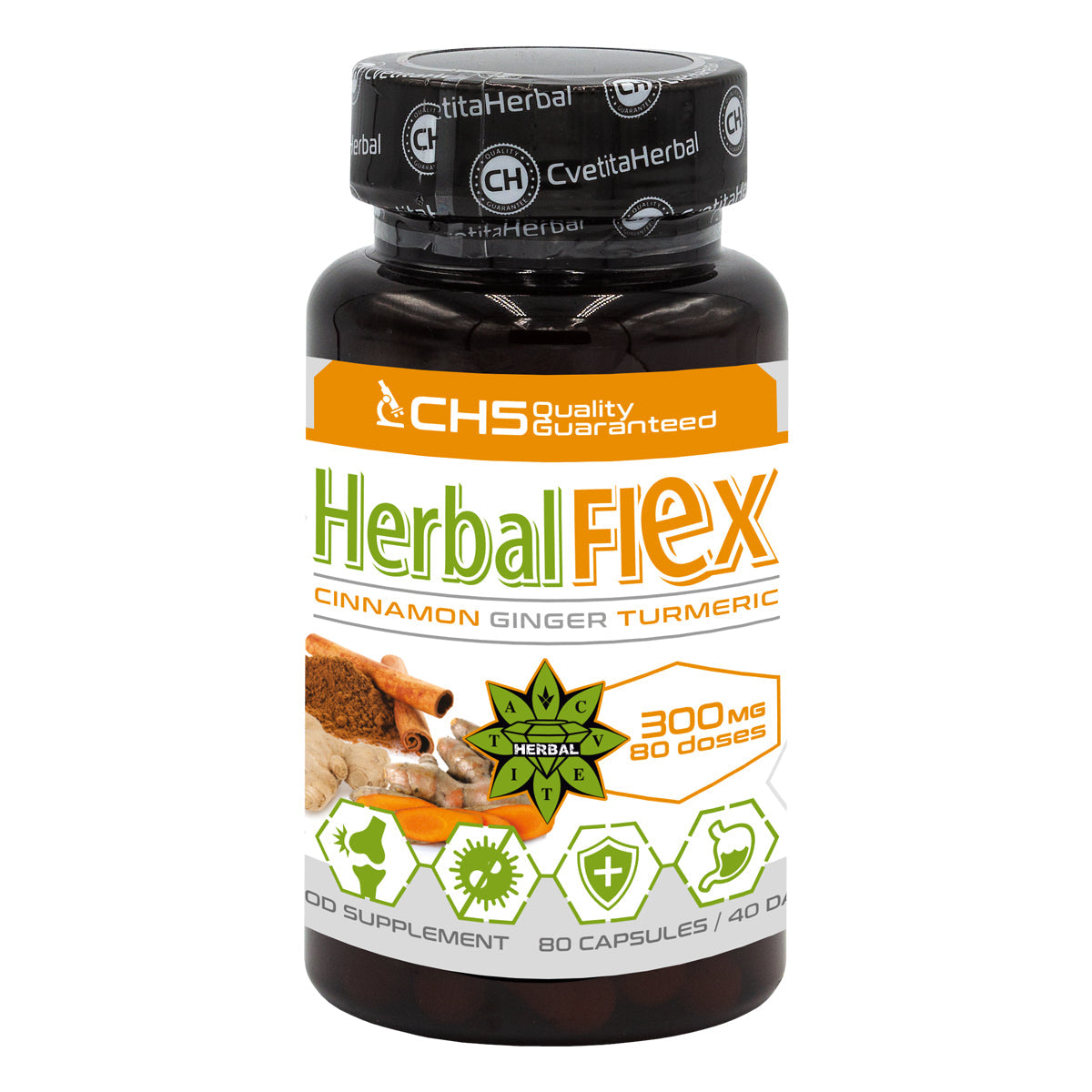 Curcuma, Ghimbir, Scorțișoară Ceylon - Herbal Flex (80 capsule x 300mg) - Herbal Flex