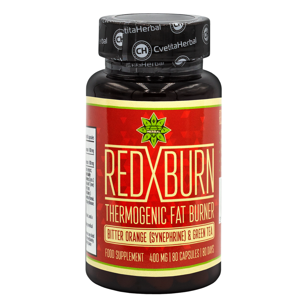 Extract de Portocală Amară și Ceai Verde – Red X Burn (80 capsule x 400 mg)