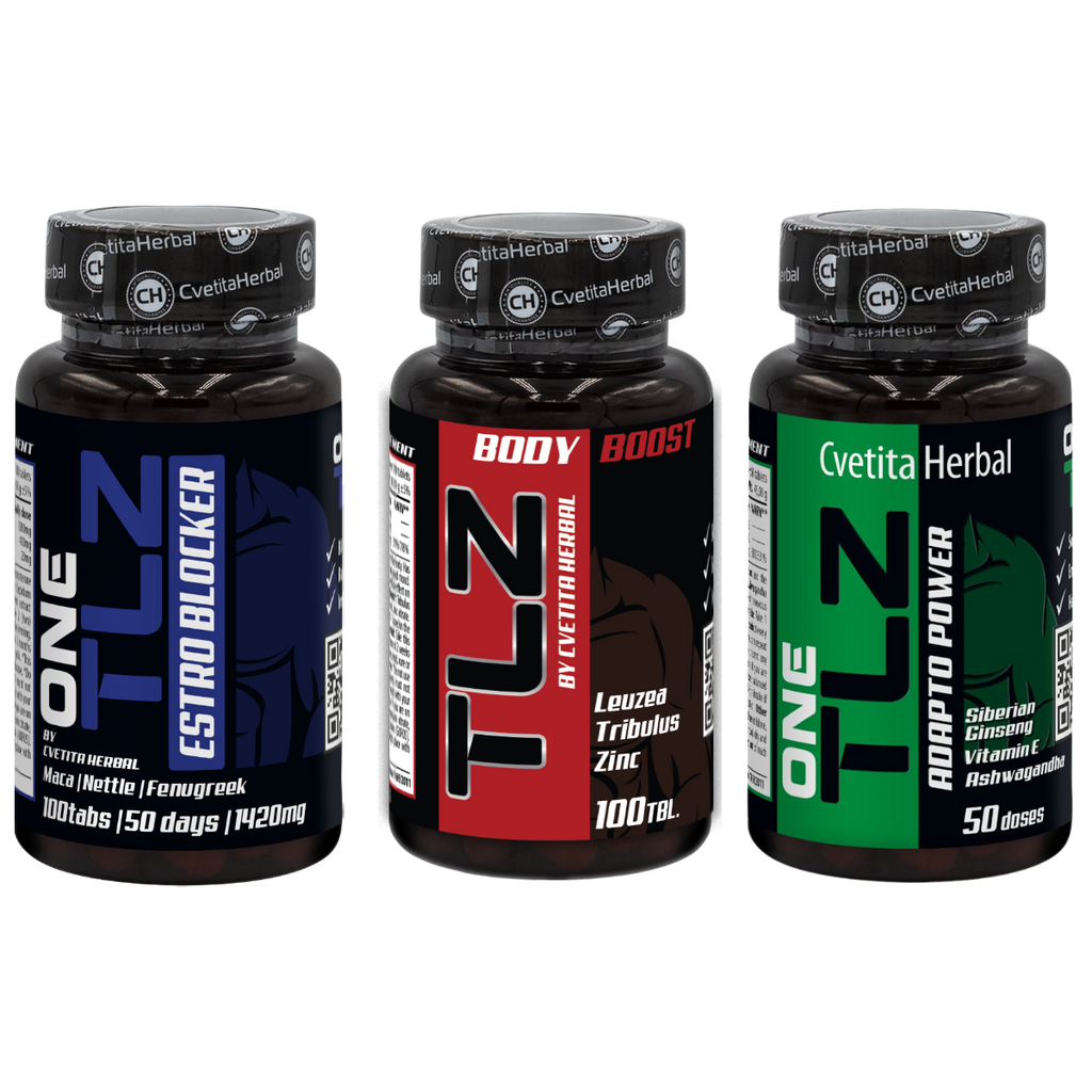 PACHET COMBO: TLZ BODY BOOST 100 tablete + TLZ ESTRO BLOCKER 100 tablete + TLZ ADAPTO POWER 50 tablete