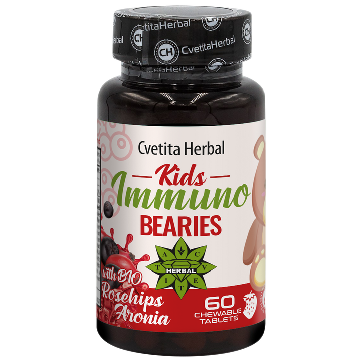 Stimulant Imunitar pentru Copii "Măceșe și Aronia" - Kids Immuno Bearies (60 comprimate)